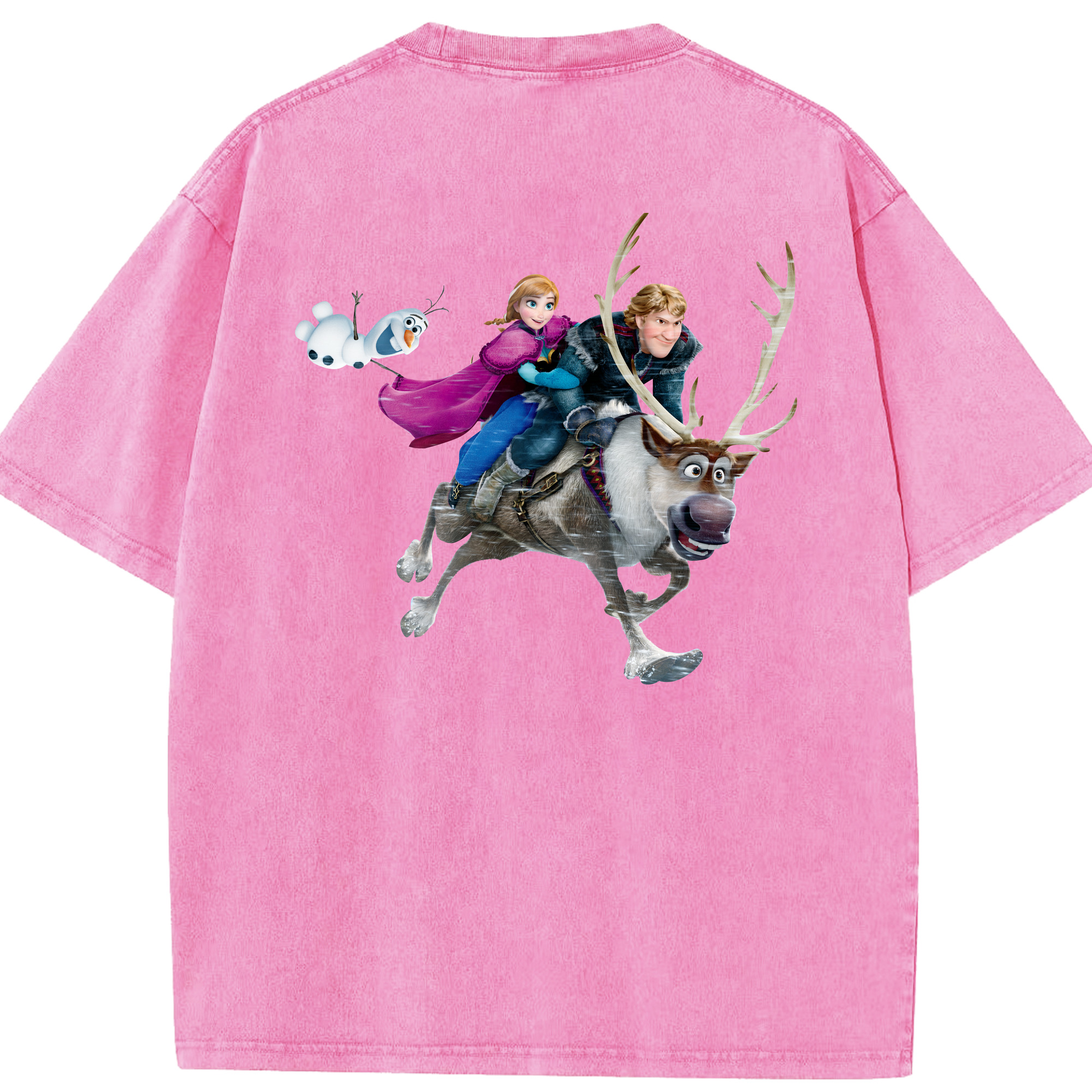 （画像用） アナと雪の女王 アンナ エルサ Frozen Anna Elsa 綿100% ヴィンテージ風 半袖Tシャツ（背面プリント）
